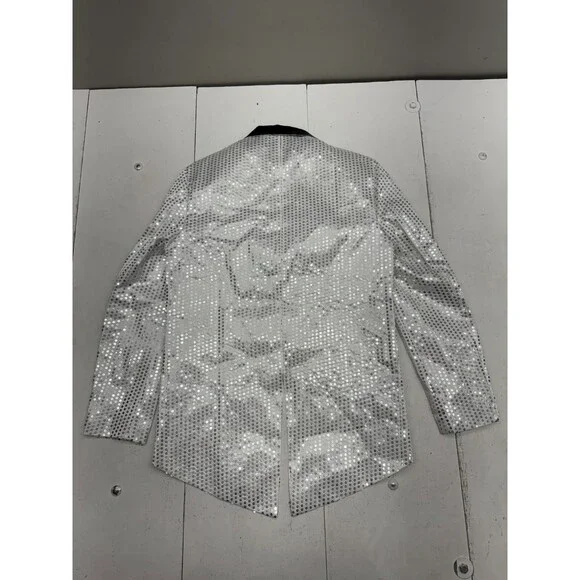 Cloud Style White Silver Sequin Suit Jacket Mens Size Large